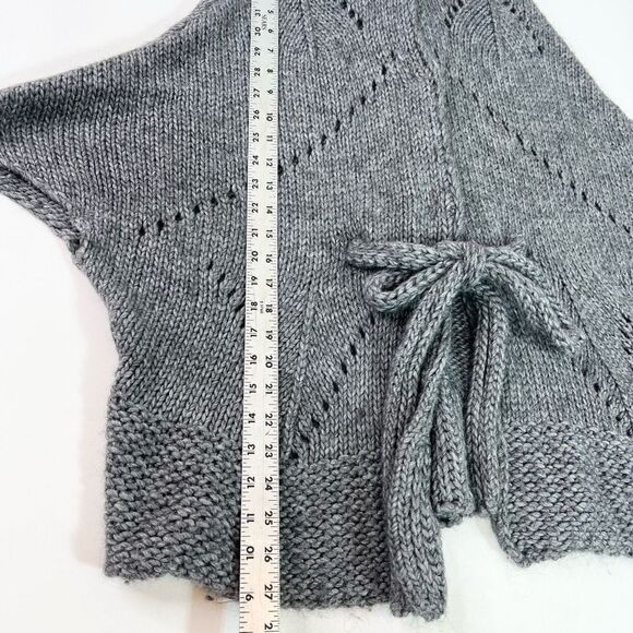 Elsamanda Alpaca Wool Cardigan Womens Small Gray Snap Button Waist Tie Knitted - Picture 2 of 10